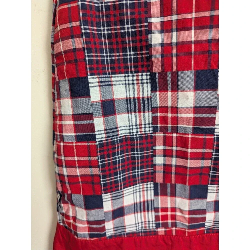 Gymboree Girls 4T Plaid Madras Patchwork Jumper Dress Red White Blue Patriotic